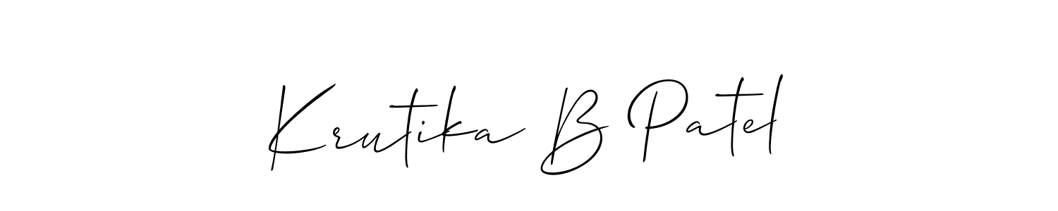 The best way (Allison_Script) to make a short signature is to pick only two or three words in your name. The name Krutika B Patel include a total of six letters. For converting this name. Krutika B Patel signature style 2 images and pictures png