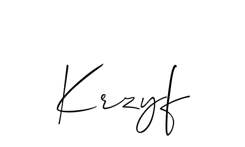 Use a signature maker to create a handwritten signature online. With this signature software, you can design (Allison_Script) your own signature for name Krzyf. Krzyf signature style 2 images and pictures png