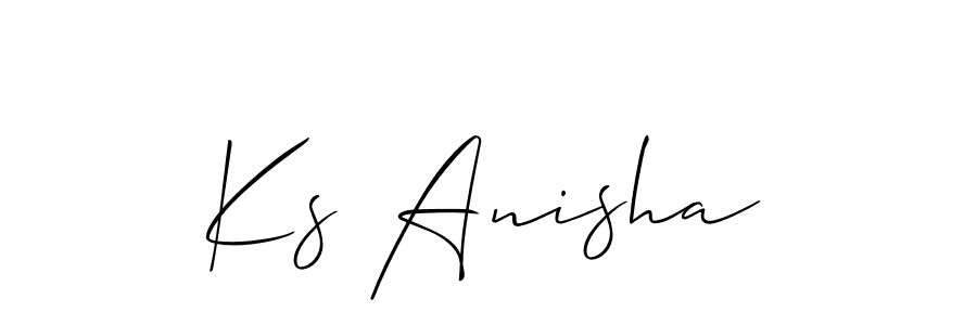 How to make Ks Anisha name signature. Use Allison_Script style for creating short signs online. This is the latest handwritten sign. Ks Anisha signature style 2 images and pictures png