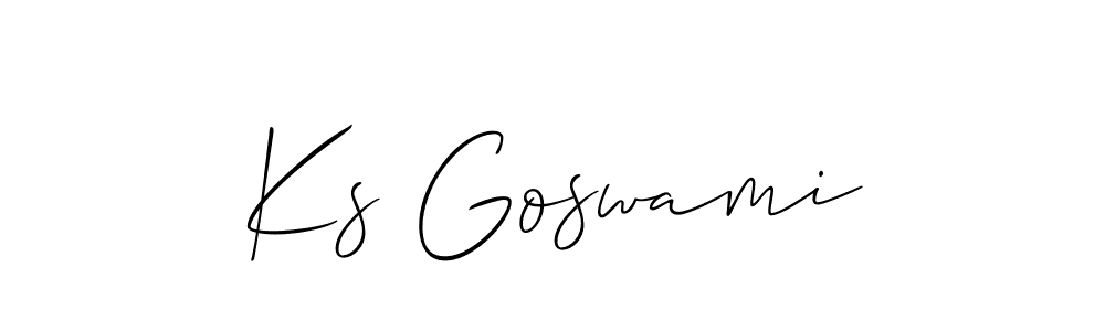 The best way (Allison_Script) to make a short signature is to pick only two or three words in your name. The name Ks Goswami include a total of six letters. For converting this name. Ks Goswami signature style 2 images and pictures png