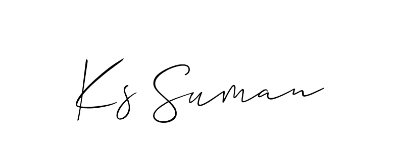 The best way (Allison_Script) to make a short signature is to pick only two or three words in your name. The name Ks Suman include a total of six letters. For converting this name. Ks Suman signature style 2 images and pictures png