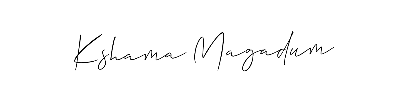 How to make Kshama Magadum name signature. Use Allison_Script style for creating short signs online. This is the latest handwritten sign. Kshama Magadum signature style 2 images and pictures png