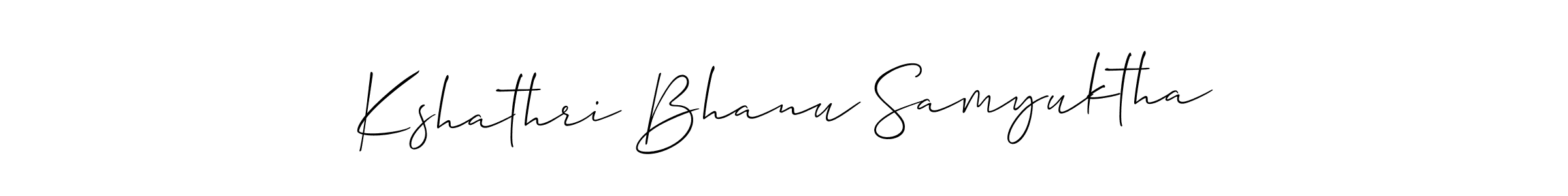 It looks lik you need a new signature style for name Kshathri Bhanu Samyuktha. Design unique handwritten (Allison_Script) signature with our free signature maker in just a few clicks. Kshathri Bhanu Samyuktha signature style 2 images and pictures png