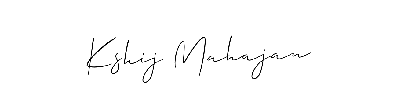 How to make Kshij Mahajan name signature. Use Allison_Script style for creating short signs online. This is the latest handwritten sign. Kshij Mahajan signature style 2 images and pictures png
