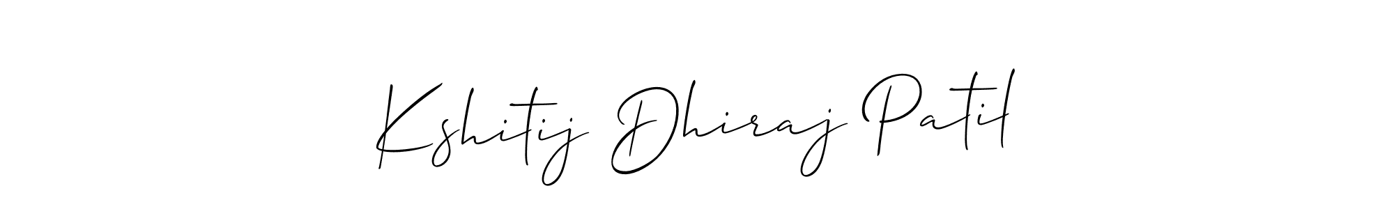 How to make Kshitij Dhiraj Patil name signature. Use Allison_Script style for creating short signs online. This is the latest handwritten sign. Kshitij Dhiraj Patil signature style 2 images and pictures png