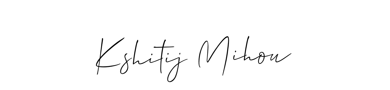 Make a beautiful signature design for name Kshitij Mihou. With this signature (Allison_Script) style, you can create a handwritten signature for free. Kshitij Mihou signature style 2 images and pictures png