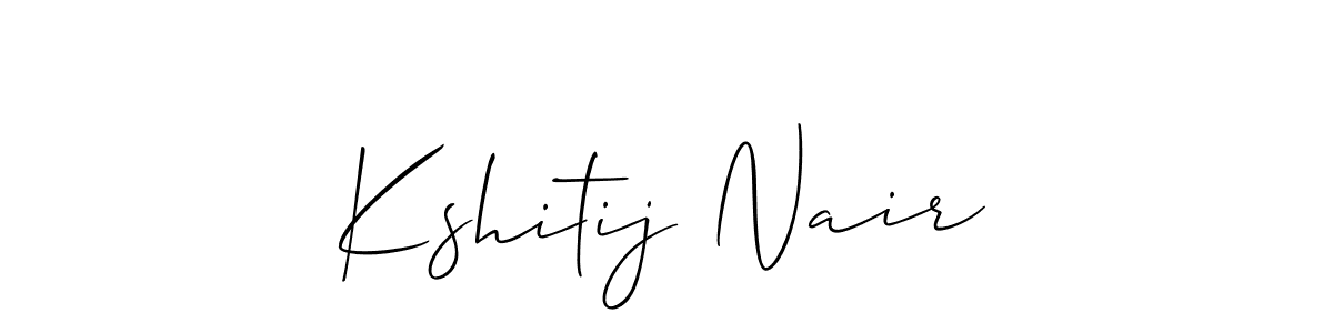 The best way (Allison_Script) to make a short signature is to pick only two or three words in your name. The name Kshitij Nair include a total of six letters. For converting this name. Kshitij Nair signature style 2 images and pictures png