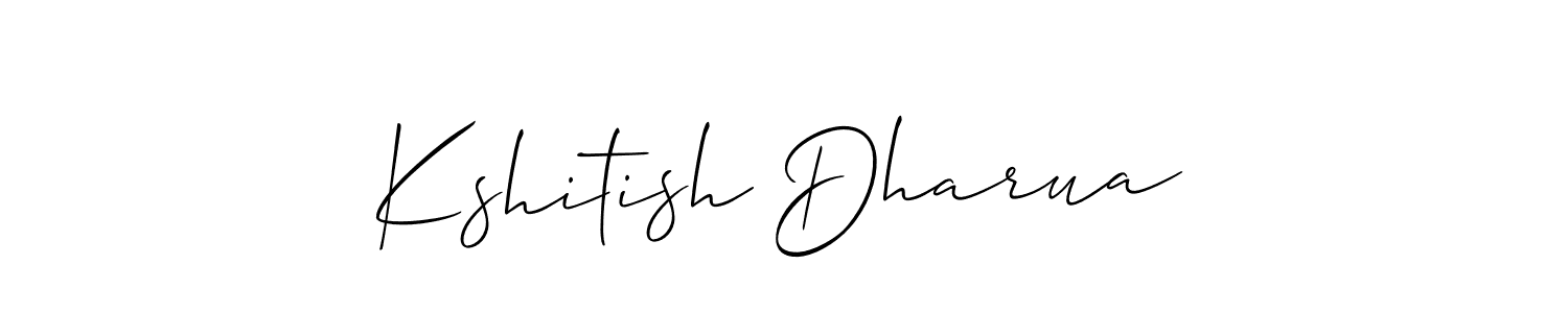 The best way (Allison_Script) to make a short signature is to pick only two or three words in your name. The name Kshitish Dharua include a total of six letters. For converting this name. Kshitish Dharua signature style 2 images and pictures png