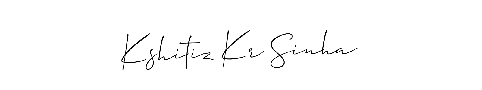 Use a signature maker to create a handwritten signature online. With this signature software, you can design (Allison_Script) your own signature for name Kshitiz Kr Sinha. Kshitiz Kr Sinha signature style 2 images and pictures png