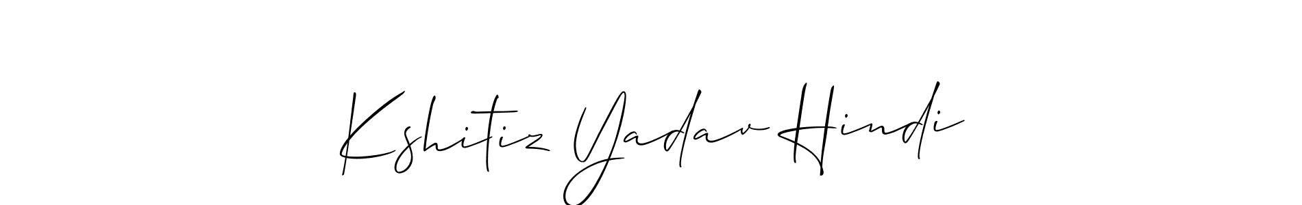 Allison_Script is a professional signature style that is perfect for those who want to add a touch of class to their signature. It is also a great choice for those who want to make their signature more unique. Get Kshitiz Yadav Hindi name to fancy signature for free. Kshitiz Yadav Hindi signature style 2 images and pictures png