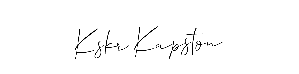 How to make Kskr Kapston name signature. Use Allison_Script style for creating short signs online. This is the latest handwritten sign. Kskr Kapston signature style 2 images and pictures png