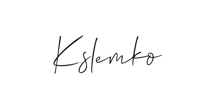 The best way (Allison_Script) to make a short signature is to pick only two or three words in your name. The name Kslemko include a total of six letters. For converting this name. Kslemko signature style 2 images and pictures png