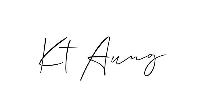 Also You can easily find your signature by using the search form. We will create Kt Aung name handwritten signature images for you free of cost using Allison_Script sign style. Kt Aung signature style 2 images and pictures png