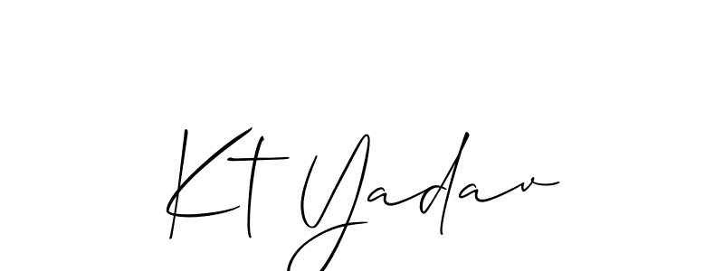 Also You can easily find your signature by using the search form. We will create Kt Yadav name handwritten signature images for you free of cost using Allison_Script sign style. Kt Yadav signature style 2 images and pictures png