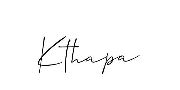 The best way (Allison_Script) to make a short signature is to pick only two or three words in your name. The name Kthapa include a total of six letters. For converting this name. Kthapa signature style 2 images and pictures png