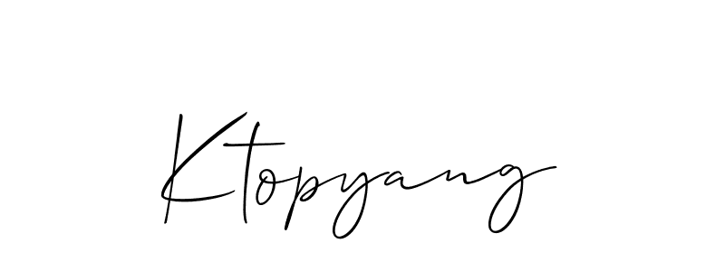 Make a beautiful signature design for name Ktopyang. With this signature (Allison_Script) style, you can create a handwritten signature for free. Ktopyang signature style 2 images and pictures png