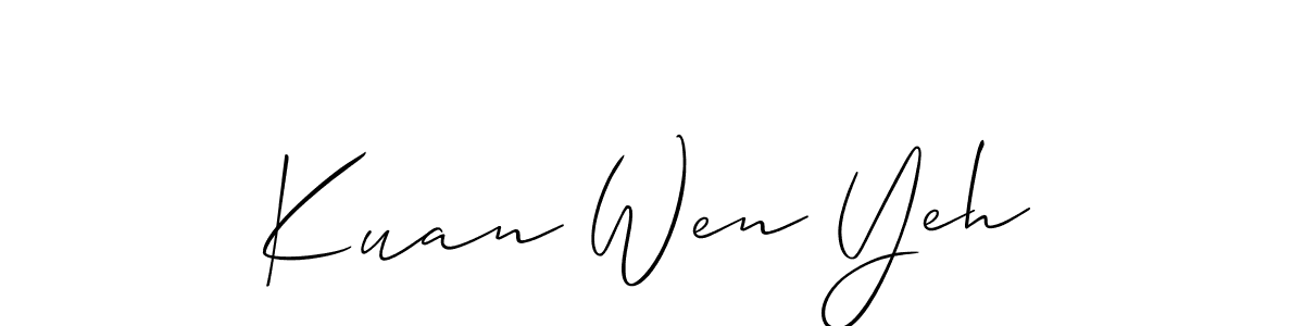 Make a short Kuan Wen Yeh signature style. Manage your documents anywhere anytime using Allison_Script. Create and add eSignatures, submit forms, share and send files easily. Kuan Wen Yeh signature style 2 images and pictures png