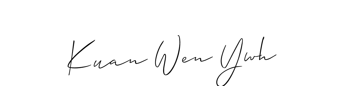 How to make Kuan Wen Ywh name signature. Use Allison_Script style for creating short signs online. This is the latest handwritten sign. Kuan Wen Ywh signature style 2 images and pictures png