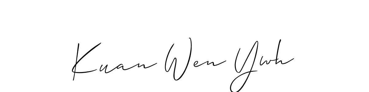 Make a short Kuan Wen Ywh signature style. Manage your documents anywhere anytime using Allison_Script. Create and add eSignatures, submit forms, share and send files easily. Kuan Wen Ywh signature style 2 images and pictures png