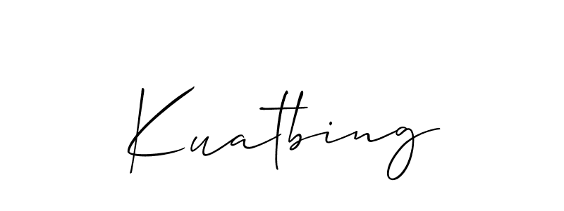 Allison_Script is a professional signature style that is perfect for those who want to add a touch of class to their signature. It is also a great choice for those who want to make their signature more unique. Get Kuatbing name to fancy signature for free. Kuatbing signature style 2 images and pictures png
