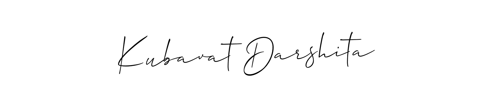 Also You can easily find your signature by using the search form. We will create Kubavat Darshita name handwritten signature images for you free of cost using Allison_Script sign style. Kubavat Darshita signature style 2 images and pictures png