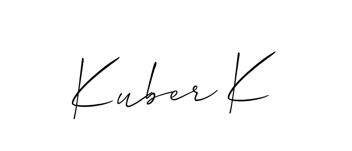 The best way (Allison_Script) to make a short signature is to pick only two or three words in your name. The name Kuber K include a total of six letters. For converting this name. Kuber K signature style 2 images and pictures png