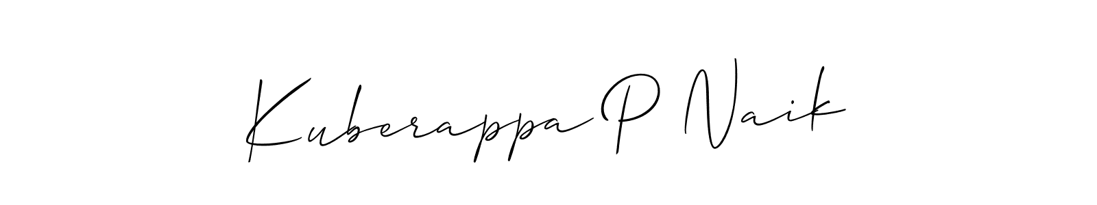Also You can easily find your signature by using the search form. We will create Kuberappa P Naik name handwritten signature images for you free of cost using Allison_Script sign style. Kuberappa P Naik signature style 2 images and pictures png