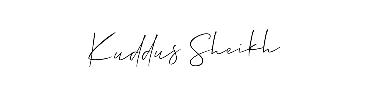 The best way (Allison_Script) to make a short signature is to pick only two or three words in your name. The name Kuddus Sheikh include a total of six letters. For converting this name. Kuddus Sheikh signature style 2 images and pictures png