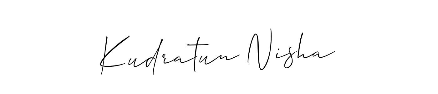 You should practise on your own different ways (Allison_Script) to write your name (Kudratun Nisha) in signature. don't let someone else do it for you. Kudratun Nisha signature style 2 images and pictures png