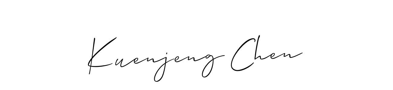 Also You can easily find your signature by using the search form. We will create Kuenjeng Chen name handwritten signature images for you free of cost using Allison_Script sign style. Kuenjeng Chen signature style 2 images and pictures png