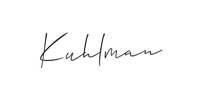 Make a beautiful signature design for name Kuhlman. With this signature (Allison_Script) style, you can create a handwritten signature for free. Kuhlman signature style 2 images and pictures png