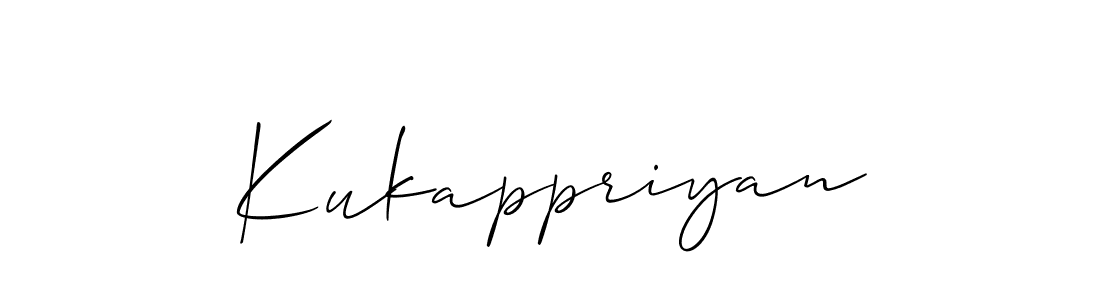 Similarly Allison_Script is the best handwritten signature design. Signature creator online .You can use it as an online autograph creator for name Kukappriyan. Kukappriyan signature style 2 images and pictures png