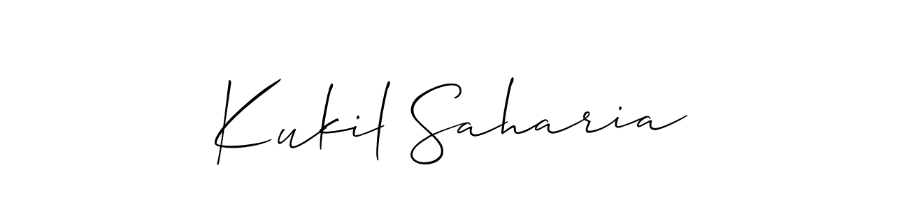 Create a beautiful signature design for name Kukil Saharia. With this signature (Allison_Script) fonts, you can make a handwritten signature for free. Kukil Saharia signature style 2 images and pictures png