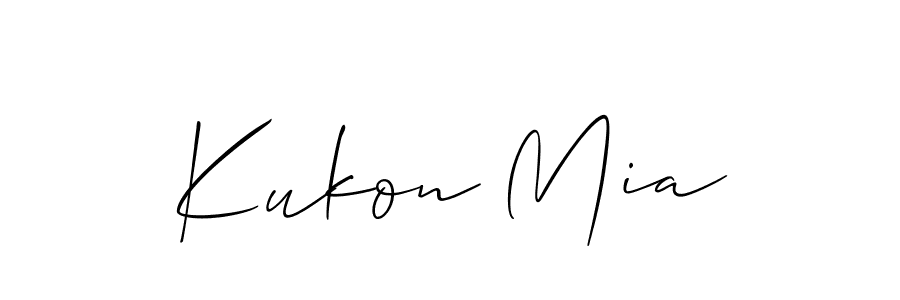 if you are searching for the best signature style for your name Kukon Mia. so please give up your signature search. here we have designed multiple signature styles  using Allison_Script. Kukon Mia signature style 2 images and pictures png