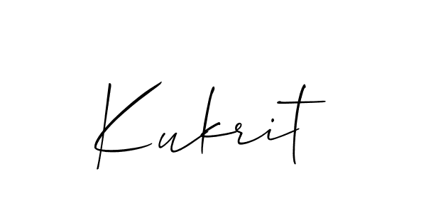 Design your own signature with our free online signature maker. With this signature software, you can create a handwritten (Allison_Script) signature for name Kukrit. Kukrit signature style 2 images and pictures png