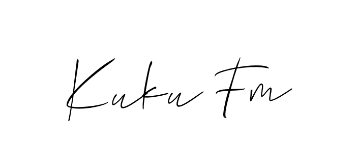 if you are searching for the best signature style for your name Kuku Fm. so please give up your signature search. here we have designed multiple signature styles  using Allison_Script. Kuku Fm signature style 2 images and pictures png
