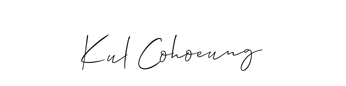 Also You can easily find your signature by using the search form. We will create Kul Cohoeung name handwritten signature images for you free of cost using Allison_Script sign style. Kul Cohoeung signature style 2 images and pictures png