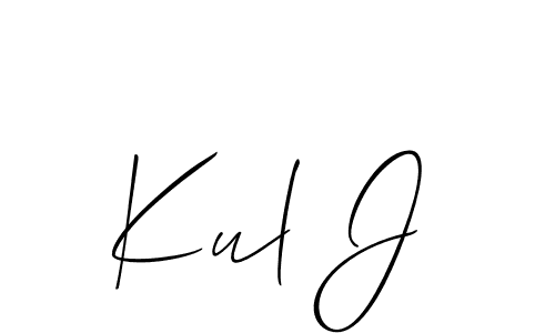 Also You can easily find your signature by using the search form. We will create Kul J name handwritten signature images for you free of cost using Allison_Script sign style. Kul J signature style 2 images and pictures png