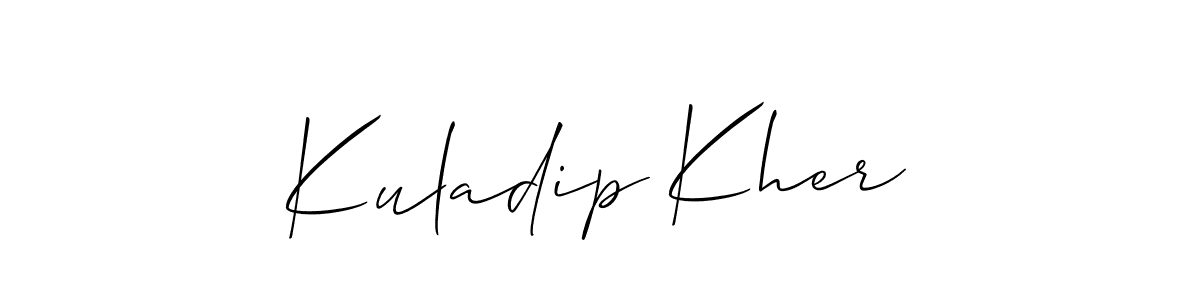 How to make Kuladip Kher name signature. Use Allison_Script style for creating short signs online. This is the latest handwritten sign. Kuladip Kher signature style 2 images and pictures png
