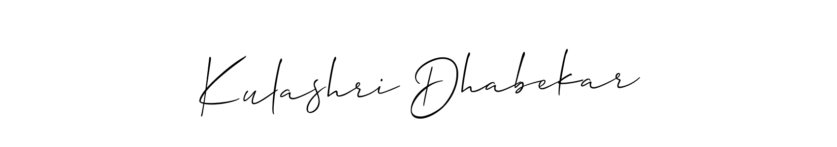 This is the best signature style for the Kulashri Dhabekar name. Also you like these signature font (Allison_Script). Mix name signature. Kulashri Dhabekar signature style 2 images and pictures png
