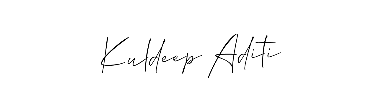 The best way (Allison_Script) to make a short signature is to pick only two or three words in your name. The name Kuldeep Aditi include a total of six letters. For converting this name. Kuldeep Aditi signature style 2 images and pictures png