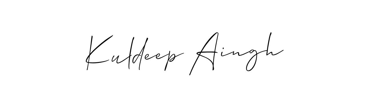 The best way (Allison_Script) to make a short signature is to pick only two or three words in your name. The name Kuldeep Aingh include a total of six letters. For converting this name. Kuldeep Aingh signature style 2 images and pictures png