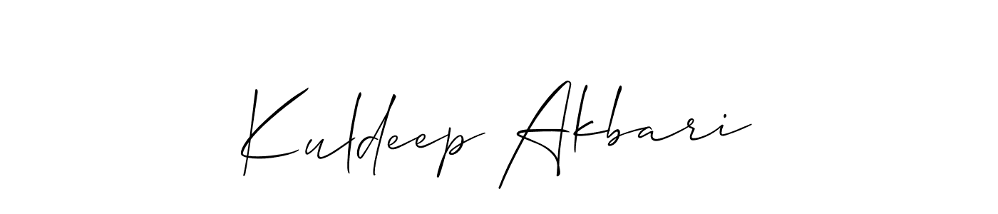 Create a beautiful signature design for name Kuldeep Akbari. With this signature (Allison_Script) fonts, you can make a handwritten signature for free. Kuldeep Akbari signature style 2 images and pictures png