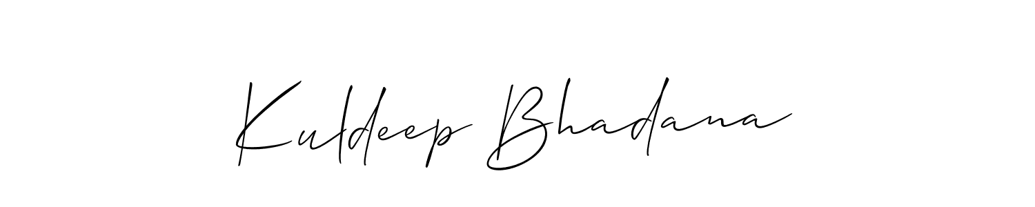 The best way (Allison_Script) to make a short signature is to pick only two or three words in your name. The name Kuldeep Bhadana include a total of six letters. For converting this name. Kuldeep Bhadana signature style 2 images and pictures png