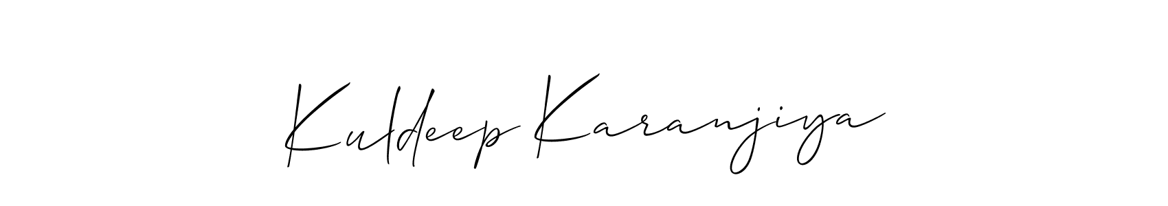 How to make Kuldeep Karanjiya name signature. Use Allison_Script style for creating short signs online. This is the latest handwritten sign. Kuldeep Karanjiya signature style 2 images and pictures png