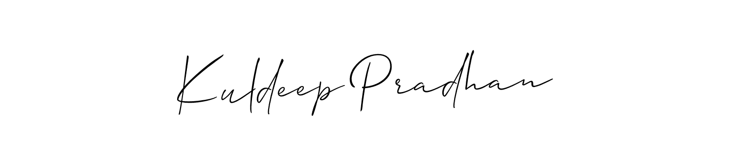 Allison_Script is a professional signature style that is perfect for those who want to add a touch of class to their signature. It is also a great choice for those who want to make their signature more unique. Get Kuldeep Pradhan name to fancy signature for free. Kuldeep Pradhan signature style 2 images and pictures png