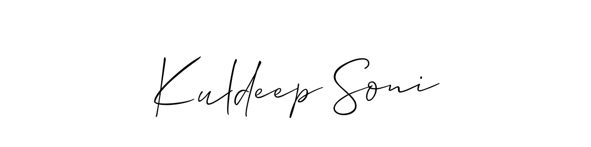 The best way (Allison_Script) to make a short signature is to pick only two or three words in your name. The name Kuldeep Soni include a total of six letters. For converting this name. Kuldeep Soni signature style 2 images and pictures png