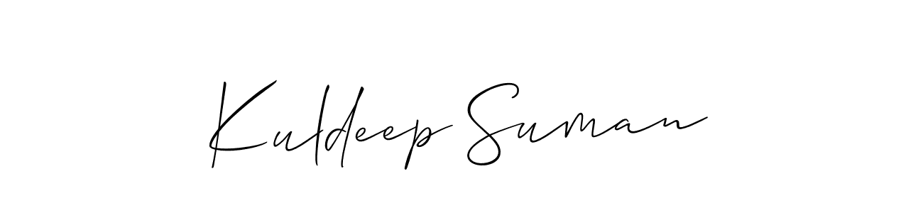 Create a beautiful signature design for name Kuldeep Suman. With this signature (Allison_Script) fonts, you can make a handwritten signature for free. Kuldeep Suman signature style 2 images and pictures png