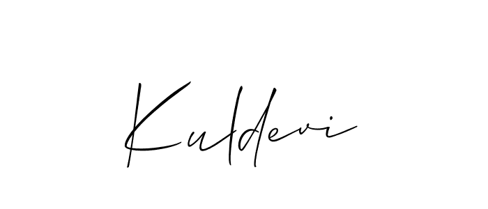 Allison_Script is a professional signature style that is perfect for those who want to add a touch of class to their signature. It is also a great choice for those who want to make their signature more unique. Get Kuldevi name to fancy signature for free. Kuldevi signature style 2 images and pictures png