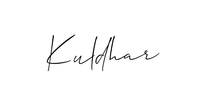 Use a signature maker to create a handwritten signature online. With this signature software, you can design (Allison_Script) your own signature for name Kuldhar. Kuldhar signature style 2 images and pictures png